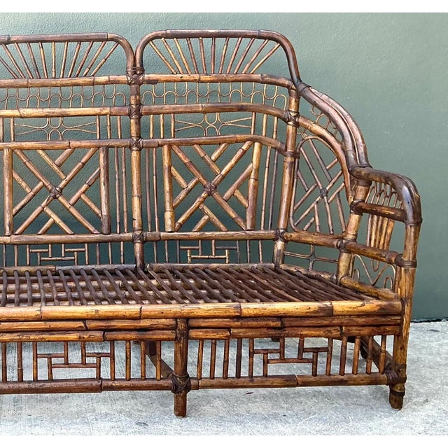Vintage Brighton Rattan High Back Sofa For Sale In West Palm - Image 6 of 12