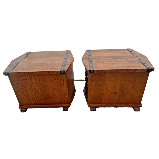 Black 1960s Lane Furniture Cabinets, Side Tables Set, Rustic Spanish Revival, Mediterranean, 2 Pieces For Sale - Image 8 of 12