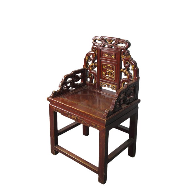 Brown Pair Antique Chinese Taishi Chairs 2 For Sale - Image 8 of 12