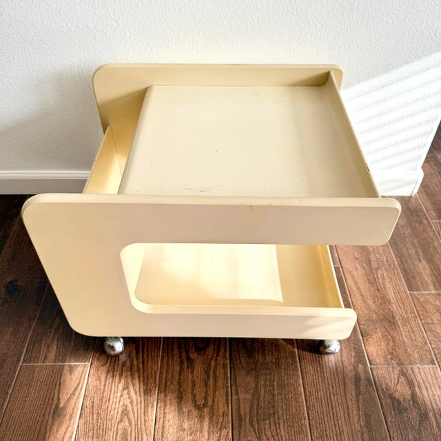 Beige Late 20th Century Beige Lacquer Bar Cart Game Table Like Marcello Siard For Sale - Image 8 of 12