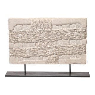 Modernist Limestone Sculpture on Iron Base Entitled "Flood" by Bradford Graves For Sale