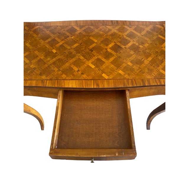 Sleek Italian Parquetry Inlay Writing Desk, Made in Italy For Sale - Image 16 of 18