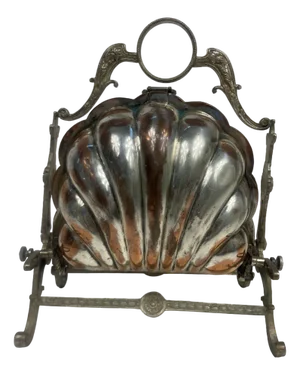 Antique Biscuit Holder Shell in Silver, 1950s