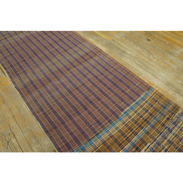 American 1950s Multicolor Stripe Vintage American Rag Rug Runner 3' X 33' Handknotted Wool Carpet For Sale - Image 3 of 6
