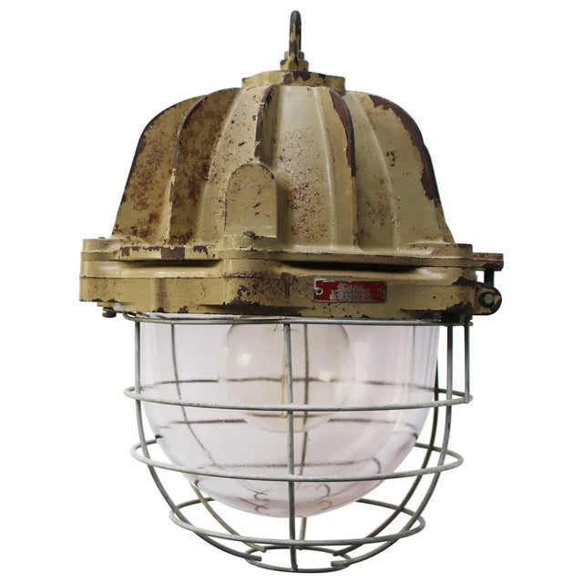 Vintage French Industrial Cast Iron Pendant Lamp from Mapelec Amiens, 1977 For Sale - Image 6 of 6
