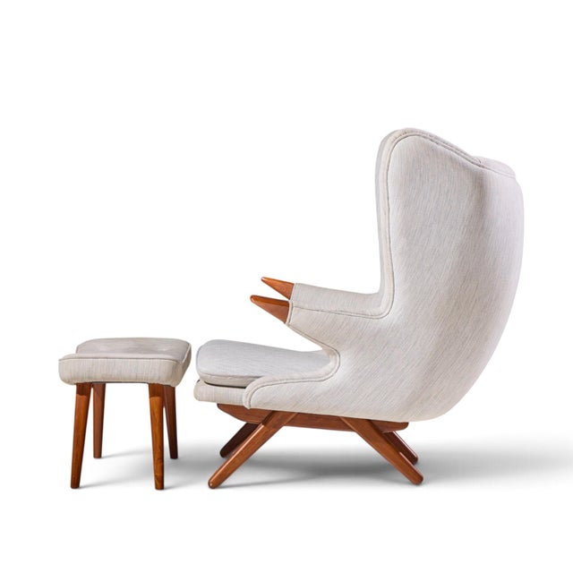 Svend Skipper Svend Skipper Model 91 Mid Century Papa Bear Wingback Lounge Chair With Ottoman For Sale - Image 4 of 9