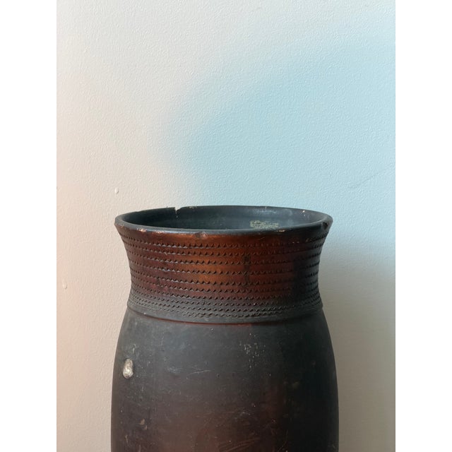 Brown Large African Folk Art Earthenware Vessel | Early 20th Century For Sale - Image 8 of 15