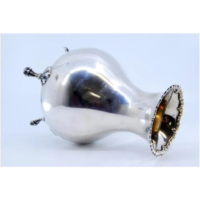 Silver Vase with Beaded Rim and Claw-Shaped Feet For Sale - Image 3 of 9