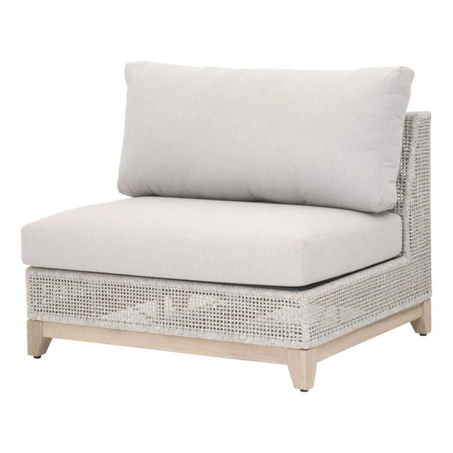 Taupe Tropez Teak & Rope Outdoor Modular Armless Sofa Chair For Sale - Image 8 of 8