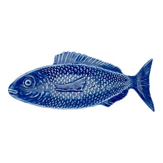 Vinatge Bordallo Pinheiro Blue Fish Plate For Sale