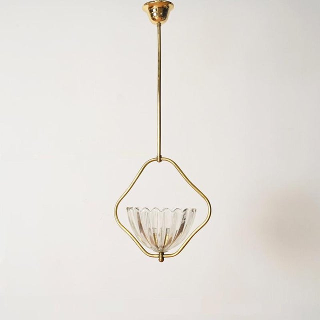 Floral Murano Glass and Brass Pendant from Barovier, Italy, 1940s For Sale - Image 9 of 16