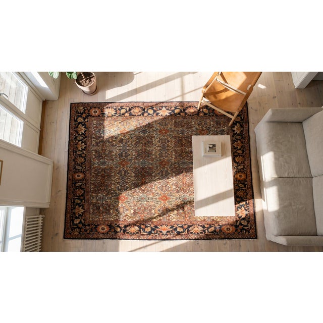 Fine Beautiful Ivory Background Color With Sarouk Farahan Style Antique Persian Rug For Sale - Image 9 of 9