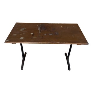 Vintage Cast Base Fischel Bistro Dining Table, 1940s For Sale