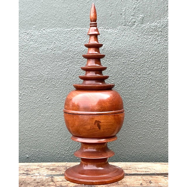 Vintage Turned Wood Spire Box For Sale - Image 12 of 12