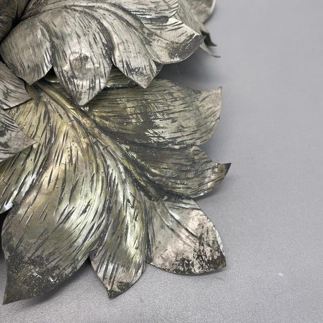 Metal Florentiner Silvered Metal Leaf Theatre Ceiling Light, Italy, 1950s For Sale - Image 7 of 17