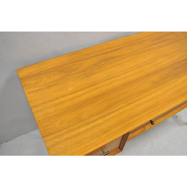 West Elm Williams Sonoma Mid Century Modern Acacia Teak Style Writing Desk (B) For Sale - Image 9 of 16