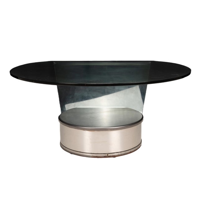 1980s Postmodern Bent Glass and Aluminum Swivel Coffee Table For Sale In Tampa - Image 6 of 10