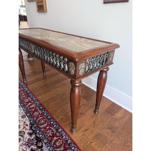 1990s 1990s Theodore Alexander Morgan Hill Marble Top Console Table For Sale - Image 5 of 14