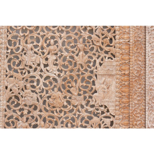 Mandalay Screen Antique Double Sided Pierced Carving Panel For Sale - Image 13 of 14
