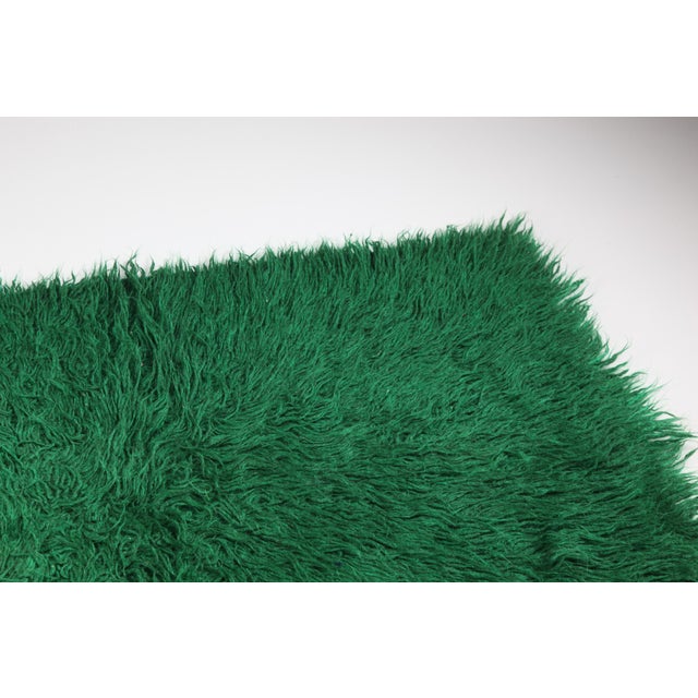 Textile Vintage Anatolian Filikli Goat Hair Rug in Green Tone -2' 5'' X 6' 8'' For Sale - Image 7 of 12