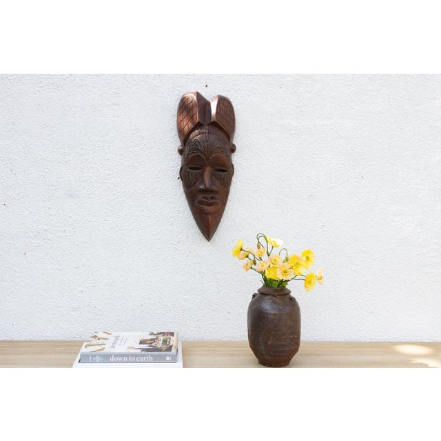Brown Ancestral Carved African Mask For Sale - Image 8 of 8