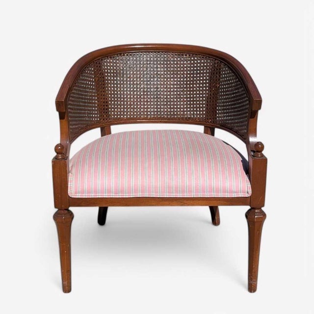 Hollywood Regency Regency Revival Cane Barrel-Back Armchair, 1970s For Sale - Image 3 of 18