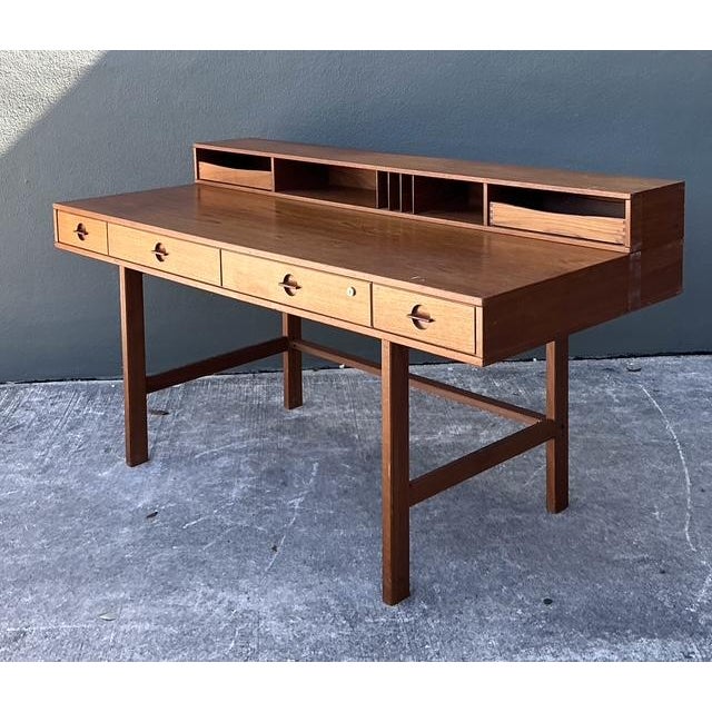 Vintage MCM Peter Lovig Nielsen for Hedensted Mobelfabrik Flip Top Teak Writing Desk For Sale In West Palm - Image 6 of 12