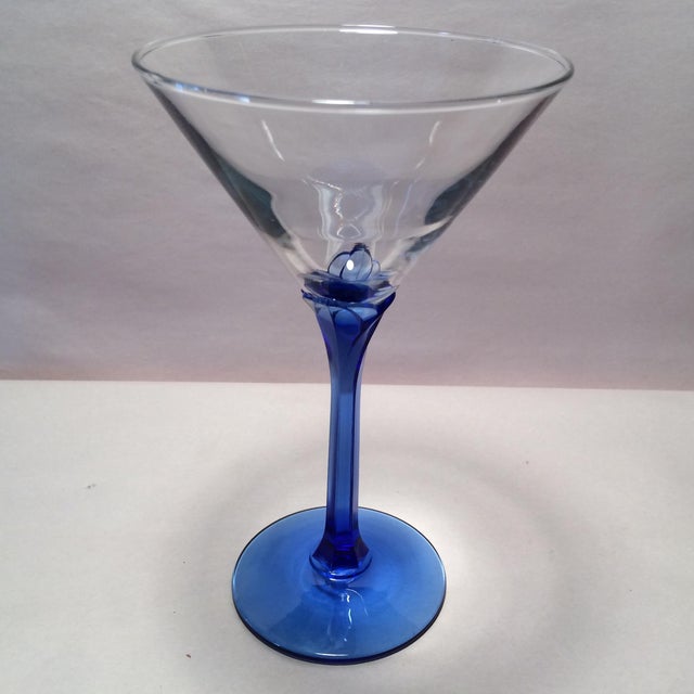 Vintage Crystal Blue Stems Martini Glasses Set of 4 Chairish