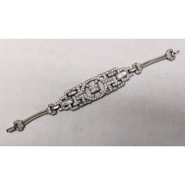 Vintage Art Deco Clear Rhinestone Bracelet For Sale In Philadelphia - Image 6 of 10