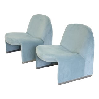Vintage Alky Chair in Baby Blue Velvet by Anonima Castelli for Artifort, 1970s For Sale