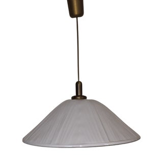 Vintage Pendant Lamp with White Relief Plastic Shade, 1980s For Sale