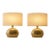 1970s Italian Cast Brass Table Lamps With Oval Shades - Pair For Sale