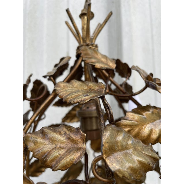 Gold Brass Chandelier, 1950s For Sale - Image 8 of 15