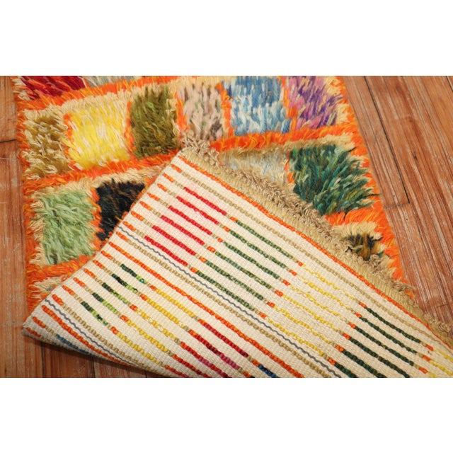 Late 20th Century Highly Decoraitve Swedish Rya Small Checkerboard Rug For Sale - Image 10 of 18