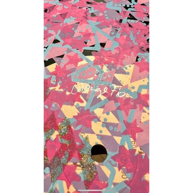 1970s William Weege, Mixed Media Pop Art Abstract Painting on Vinyl Record LP Wall Sculpture Weege, 1976 For Sale - Image 5 of 9