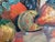 Paper 1940s Vintage Oil Painting Still Life With Basket, Fruit, Vase, and Bottle, Unsigned For Sale - Image 7 of 9