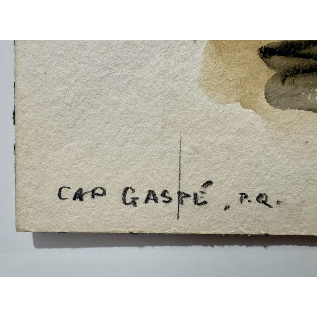 Henry Emil Salloch Original Watercolor on Paper Cap Gaspé, Quebec, Canada. 1959. For Sale - Image 4 of 7