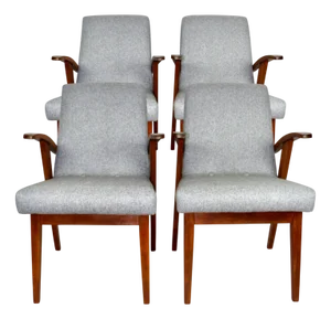 Light Grey Easy Chairs by Mieczyslaw Puchala, 1970s, Set of 4
