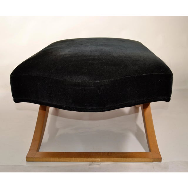 Donghia 1990 Donghia Versailles Black Mohair Blonde Wood Stool Bench Ottoman John Hutton For Sale - Image 4 of 12