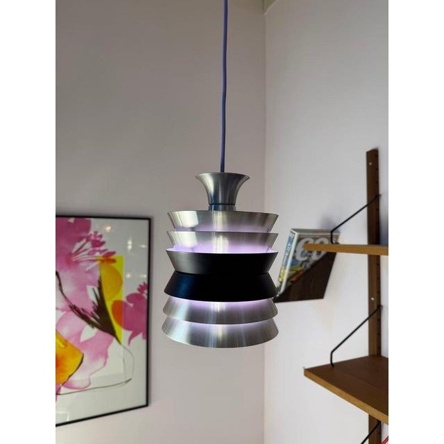 Black Silver, Black and Purple Trava Pendant Lamp by Carl Thore for Granhaga For Sale - Image 8 of 11