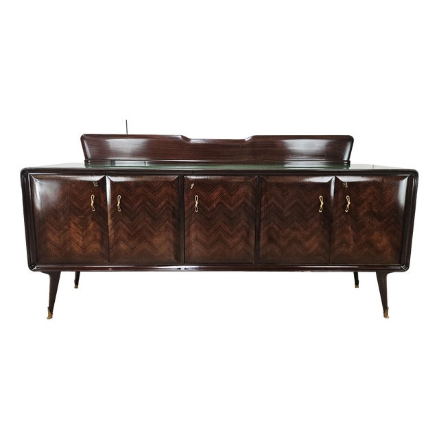 Mahogany Sideboard with Glass Top, 1960 For Sale