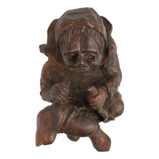 Hand-Carved Oak Wall Figure of a Woman, France, 1850s For Sale