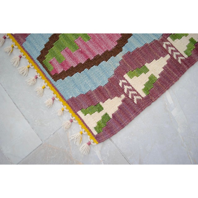 Pink Handmade Rug Colorful Kilim Small Rug Entry Mat Doormat 2x3 Ft Approx For Sale - Image 8 of 10
