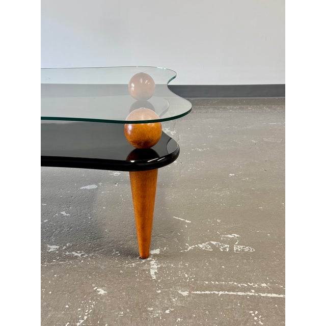 Late 20th Century Postmodern Wavy Glass and Lacquer Coffee Table For Sale In Milwaukee - Image 6 of 15