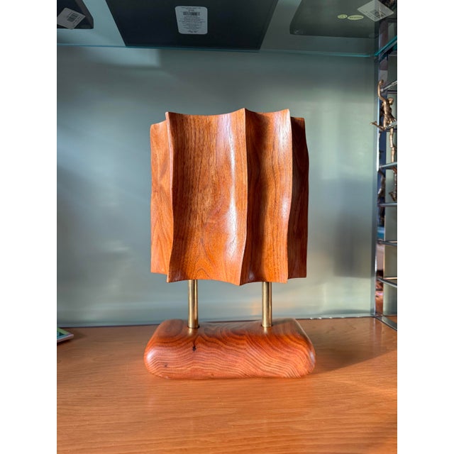 Mid-Century Modern Mid-Century Modern Teak and Brass Biomorphic Carved Sculpture For Sale - Image 3 of 11