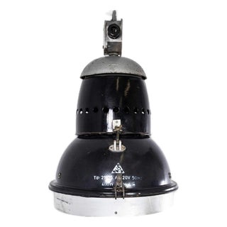 Large Scale Industrial Black Enamel Pendant Lamp, 1950s For Sale
