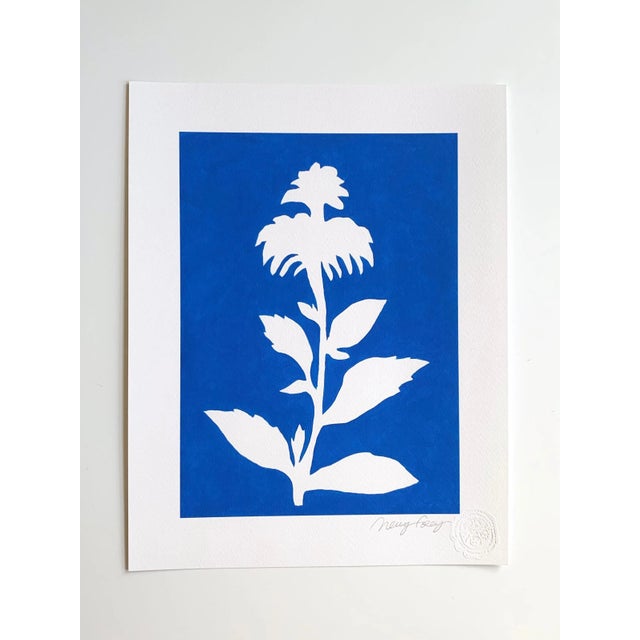 Royal Blue Sunprints Signed and Embossed Giclees by Neicy Frey - Set of 6 For Sale - Image 8 of 11