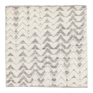 Modern Moroccan Style Handmade Ivory Geometric Custom Wool Rug