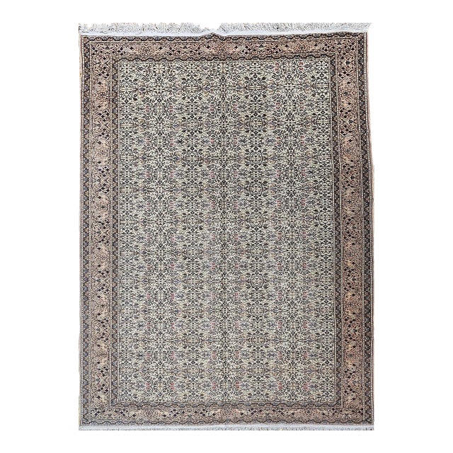 Vintage Turkish Hereke Room Size Rug, Hand-Woven Wool, Allover Pattern, 7' x 10' For Sale