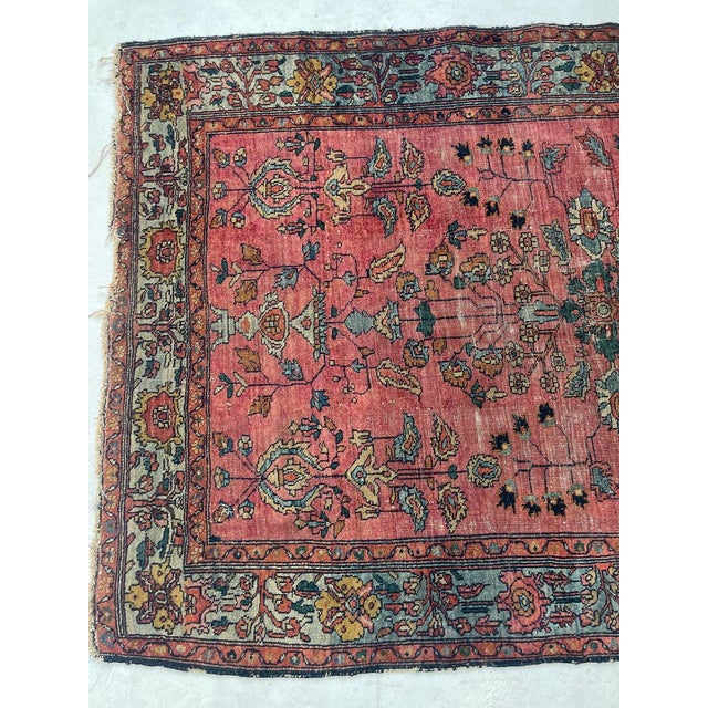 Coral Reef & Glacier, Arctic & Ice Blue Antique Lilihan Sarouk Rug 4.3 x 6.6 For Sale - Image 10 of 12